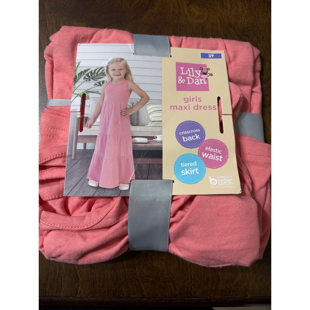 Lily & Dan | Girls Tiered Maxi Dress 3T || Pink|